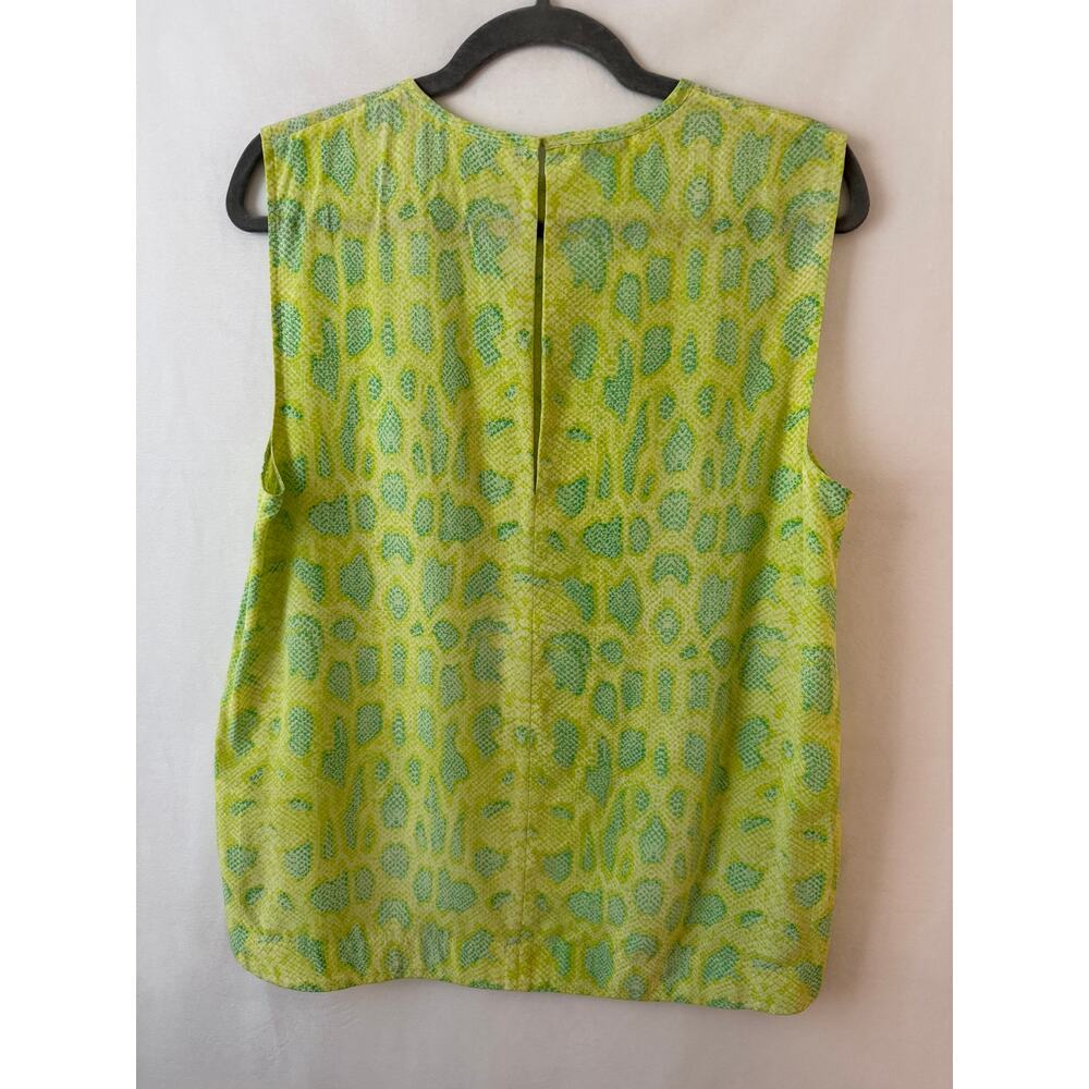 Equipment Femme 100% Silk Blouse Sleeveless Green Snake Print Tank Top Small - Picture 5 of 6